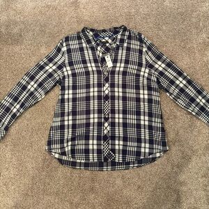 Talbots Blue and White Button Down Shirt Classic Cotton